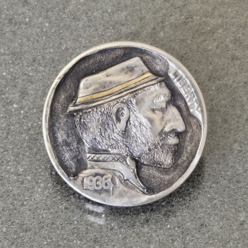 1936 hobo nickel carved with - hobo,