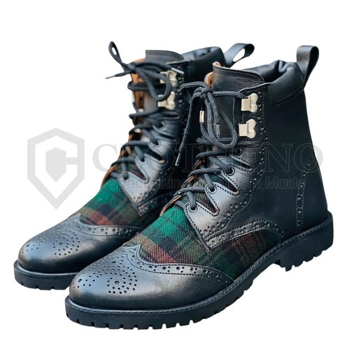 Black leather kilt boot rubber - kilt,