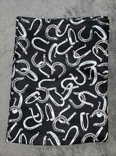 Western Wild Rags Unisex Scarf - 100% Silk - Horseshoes- Black & Silver - 34x34