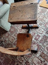 Great Little Mid Victorian Small Size Child's School Desk And Combined Chair