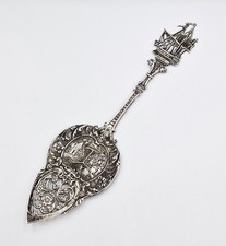 ANTIQUE DUTCH SOLID SILVER GALLEON CAKE SERVER c1927