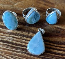Natural  Dominican Larimar Rings And Pendants In 925 Sterling Silver price each 