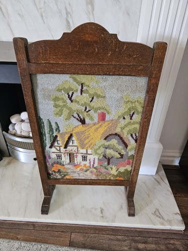 Vintage wooden fire screen - vintage,