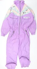 Campri Womens Purple Ski Suit Size 14 Retro 80s Full Zip Winter Jacket