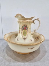 Large Antique Crown Devon Fieldings Lune Wash Bowl Basin & Jug