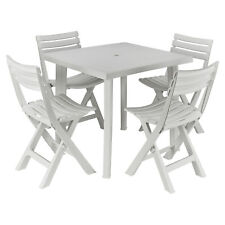 White Plastic Garden Dining Table with Chairs Set Patio Deck Outdoor Furniture