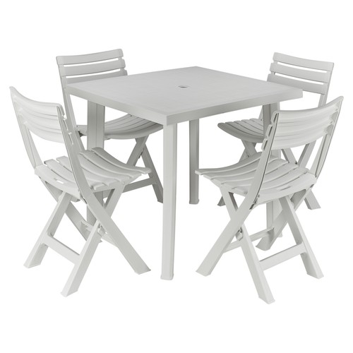White plastic garden dining - plastic,