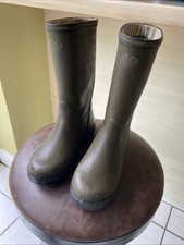 Le Chameau Ladies Olive Green / Tartan Wellington Boot UK3-4 EU36