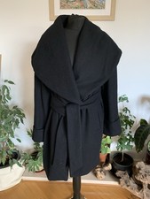 Zara Black Wool Coat Jacket Overcoat Size Medium - Oversized Cape Style Collar