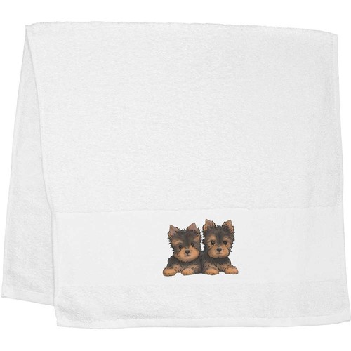 Yorkie puppies hand - towel,