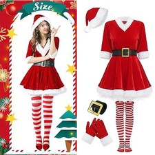 Christmas Women Adult Ladies Mrs Santa Claus Costume Cloak Cape Xmas Fancy Dress