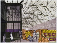 Covent Garden Fruit Market London Edward Bawden print in 11 x 14 mount superb
