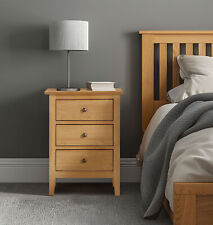 Bedside Table, Small Oak Veneer Side/Lamp Table, Narrow Nightstand with 3 Drawer