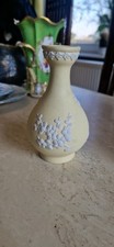 Wedgewood Primrose Yellow Jasperware bud Vase White Prunus Blossom Bas Relief 