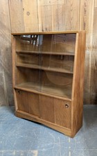 Vintage Oak Glazed Bookcase By Herbert Gibbs 