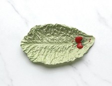 Carlton Ware Tomato Leaf Dish Vintage Green 1940s–50s Hand Painted England