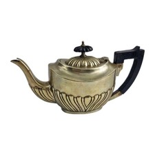 Teapot Metal Old With Wooden Handle England Hallmarked EPNS