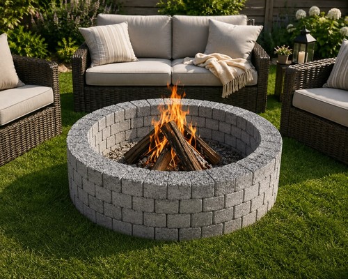 110 grey concrete fire pit - cm,
