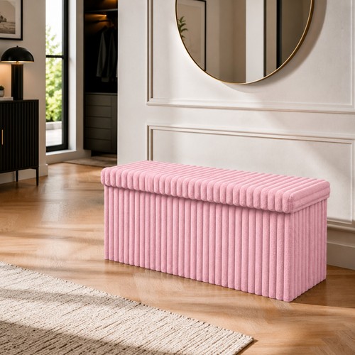 Ribbed storage box ottoman - ribbed,