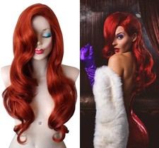 Womens Ladies Red Long Wavy