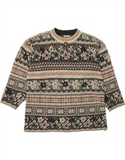 PETER HAHN Womens Turtle Neck Jumper Sweater UK 22 3XL Beige Floral DS68