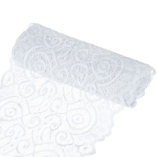 15-Yard 7.1 Inch Wide Elastic Lace Fabric, Ribbon Stretchy Trim White