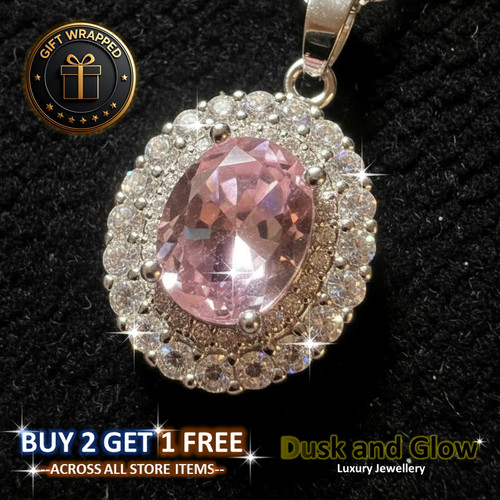 Pink stone necklace pendant - stone,