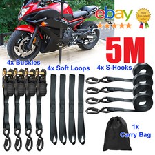 4 Pack Heavy Duty Ratchet Tie Down Straps 5 Metre x 25 mm Lashing S Hook 1000kg