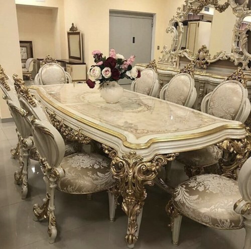 Rococo style glass top dinning - rococo,
