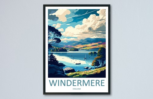 Windermere travel print - windermere,