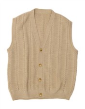SCHOELLER TODAY Mens Sleeveless Cardigan Sweater Large Beige Polyacrylic DJ67