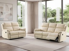 CREAM Italian Leather 3 Seater
