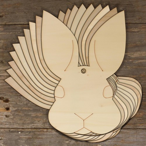 10x wooden rabbit - rabbit, face