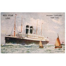 SS LAPLAND Red Star Line, Steam Ocean Liner Postcard Unused