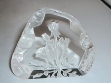 LOVELY VINTAGE RETRO DARTINGTON SIGNED CAPREDONI ROSE CRYSTAL GLASS PAPERWEIGHT