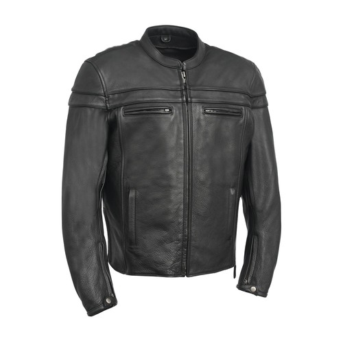 Mens black leather biker - leather,