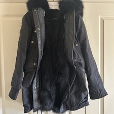Nicole Benisti Fox Fur Lined Parka Duck Down Jacket Coat Black - Size M