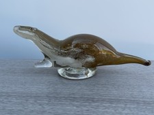 Vintage Tweedsmuir Glass Otter Paperweight by Chris Dodds