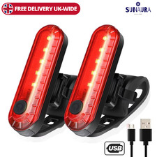 2X Mountain Bike Rear Lights USB Rechargeable LED Bicycle Lamp SET Waterproof