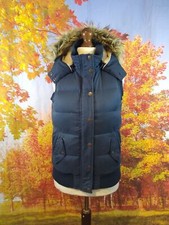 Fat Face blue down feather hooded Vest Gilet. UK women's size 8