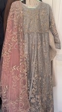 Grey And Pink Long Asian Dress