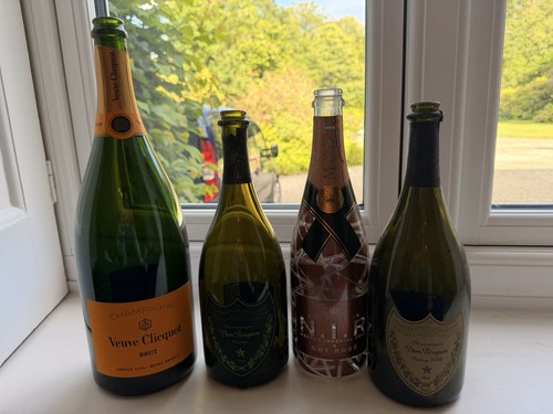 Empty champagne bottles - champagne, set