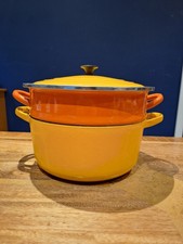 Le Creuset Cast Iron Casserole Size D Yellow and Bain Marie/Double Boiler Orange