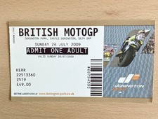 BRITISH MOTO GP 2009 DONINGTON PARK TICKET STUB