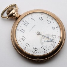Antique Edwardian Rolled Gold Waltham 15 Jewels Pocket Watch - Working