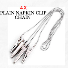 4x Metal Beads Napkin Clip Chain Bib Holder for Baby, Elderly, Adult, Dental Use