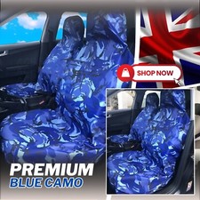 MINI COOPER CLUBMAN COUNTRYMAN - Waterproof Blue Camo Front Car Seat Covers 1+1