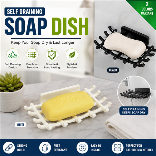 Self draining soap - dish, wall