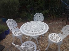 GARDEN FURNITURE SET ~~TABLE AND 4 CHAIRS ~~CAST ALUMINIUM ~~