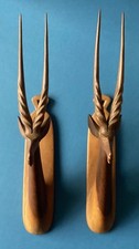 Two Vintage/Mid Century Teak Gazelle/Antelope Wall Hangings 26 cm tall